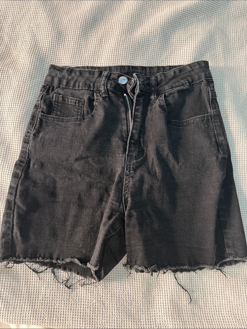 High-Rise Black Denim Women’s Shorts